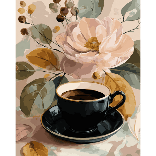 Black cup of coffee | Paint by Number- Paint by Numbers