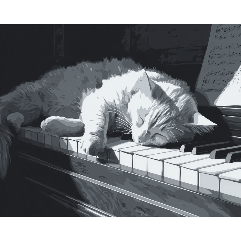 Cat on the piano | Paint by Number- Paint by Numbers