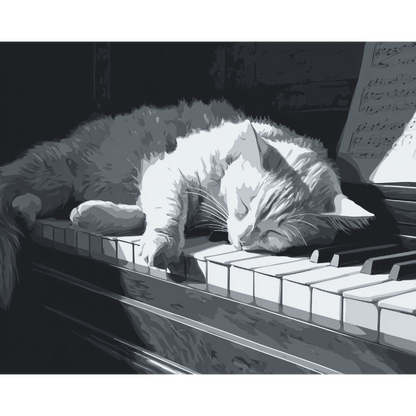 Cat on the piano | Paint by Number- Paint by Numbers