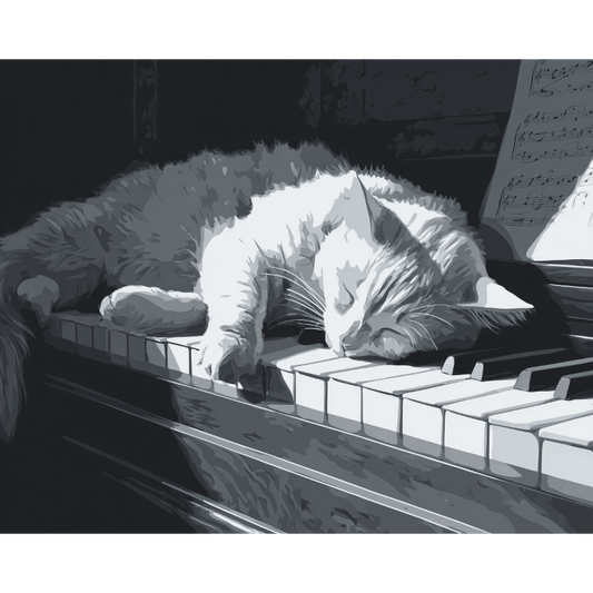 Cat on the piano | Paint by Number- Paint by Numbers