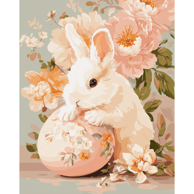 Floral bunny | Paint by Number- Paint by Numbers