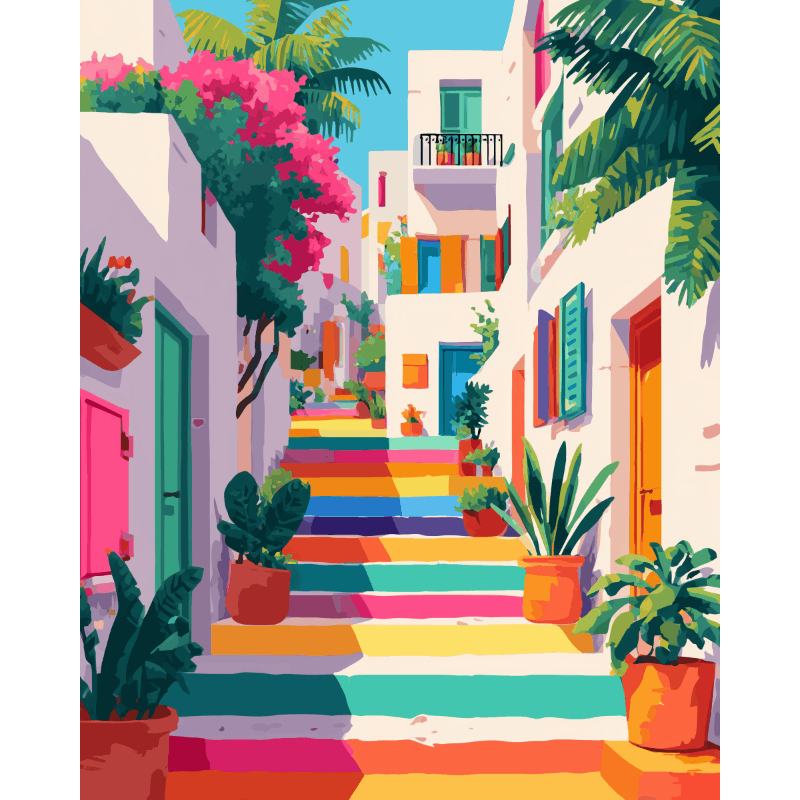 Rainbow Stairs | Paint by Number- Paint by Numbers