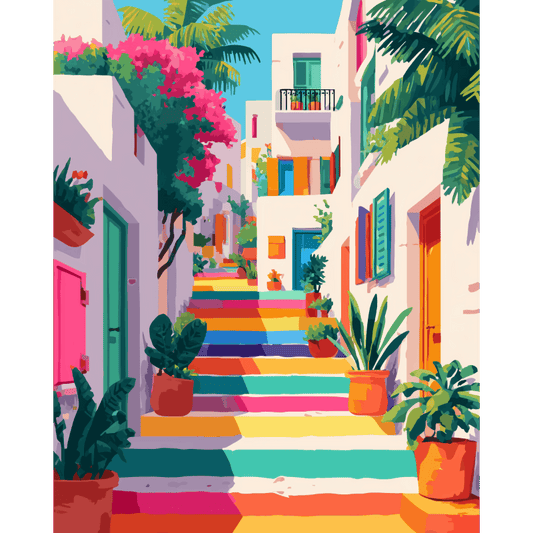 Rainbow Stairs | Paint by Number- Paint by Numbers
