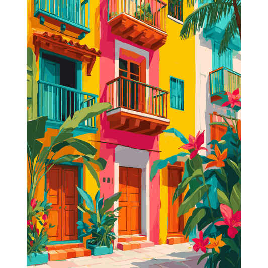 Tropical Facades | Paint by Number- Paint by Numbers