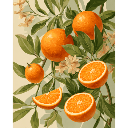 Blooming Oranges | Paint by Number- Paint by Numbers