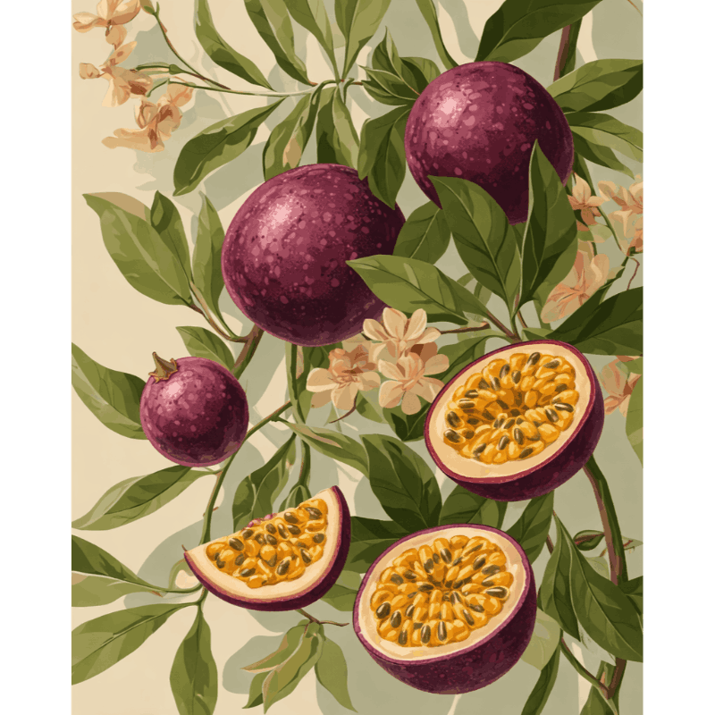 Blooming Passion fruit | Paint by Number- Paint by Numbers
