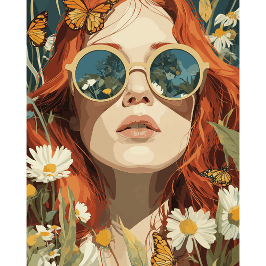 A través de gafas florales | Pintar por números-Pintar por números