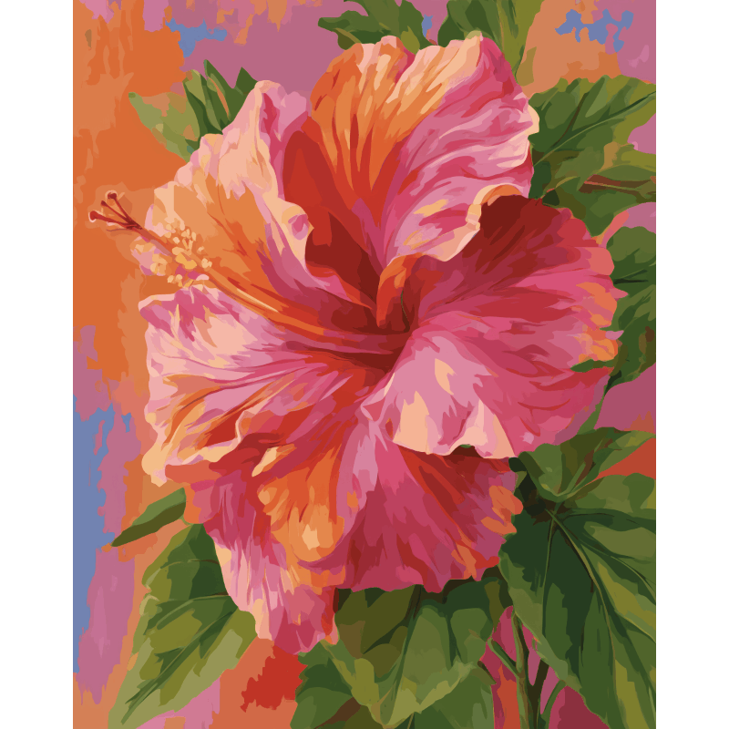 Colorful Hibiscus | Paint by Number- Paint by Numbers
