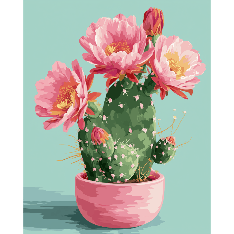 Blooming cactus | Paint by Number- Paint by Numbers