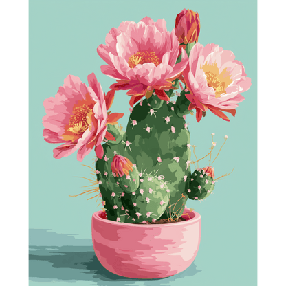 Blooming cactus | Paint by Number- Paint by Numbers