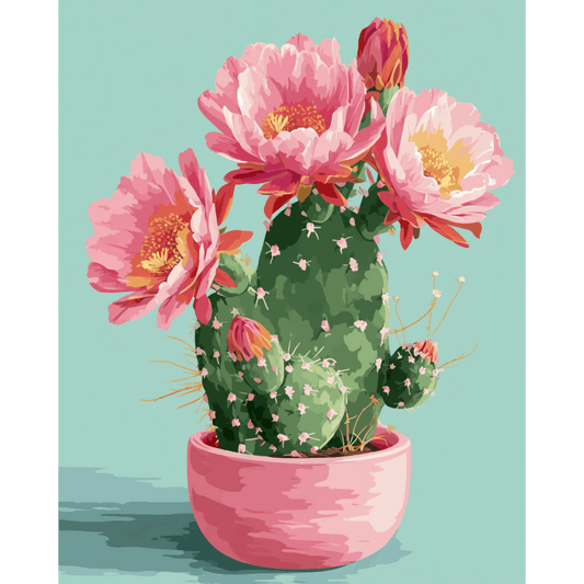 Blooming cactus | Paint by Number- Paint by Numbers