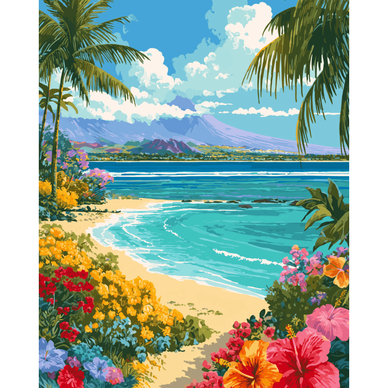 Hawaiian Landscape | Paint by Number- Paint by Numbers