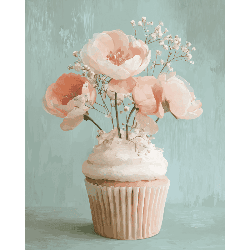 Floral Cupcake | Paint by Number- Paint by Numbers