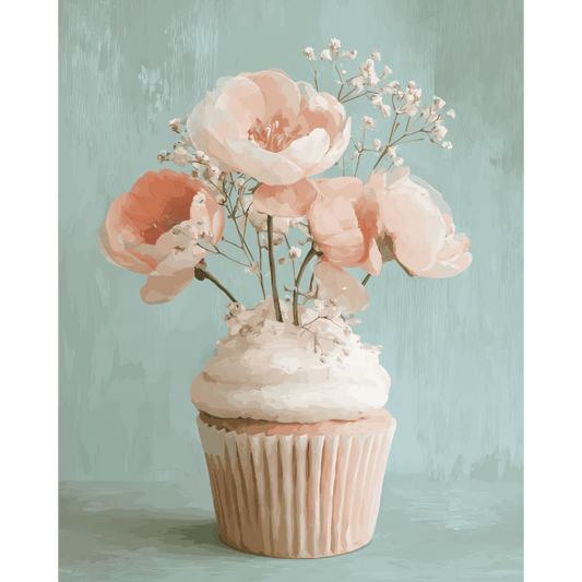 Floral Cupcake | Paint by Number- Paint by Numbers