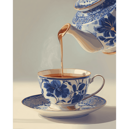 Blue Porcelain Teacup | Paint by Number- Paint by Numbers