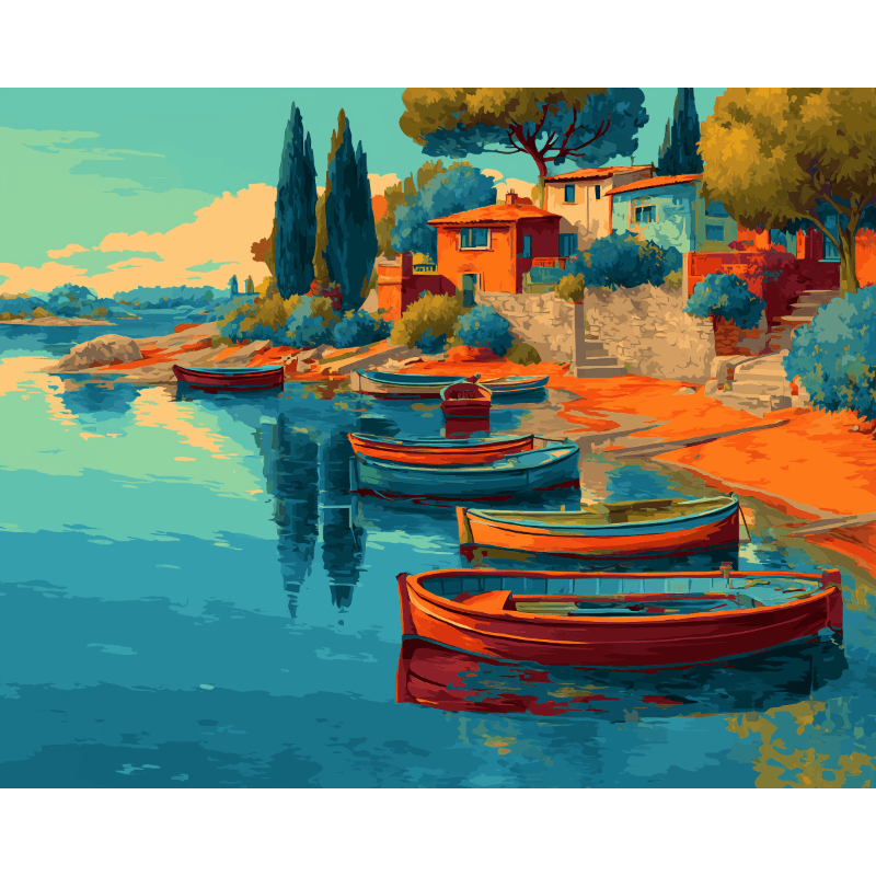 Mediterranean Harbor | Paint by Number- Paint by Numbers