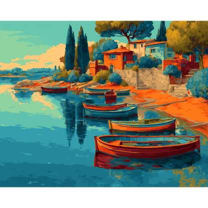 Mediterranean Harbor | Paint by Number- Paint by Numbers