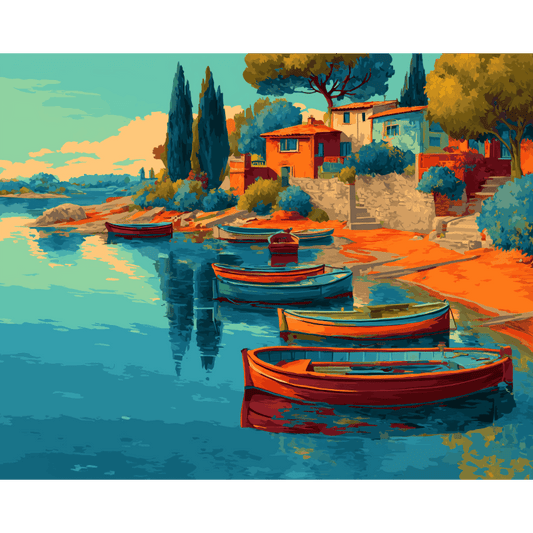 Mediterranean Harbor | Paint by Number- Paint by Numbers