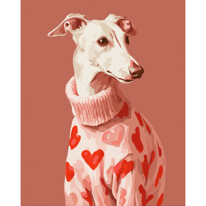 Greyhound in Pink | Paint by Number- Paint by Numbers