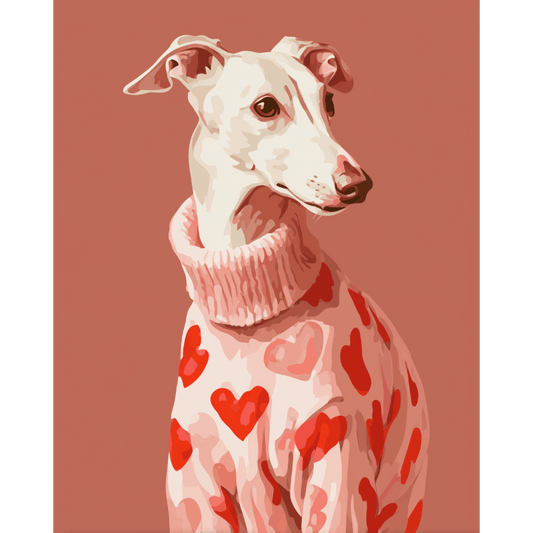 Greyhound in Pink | Paint by Number- Paint by Numbers