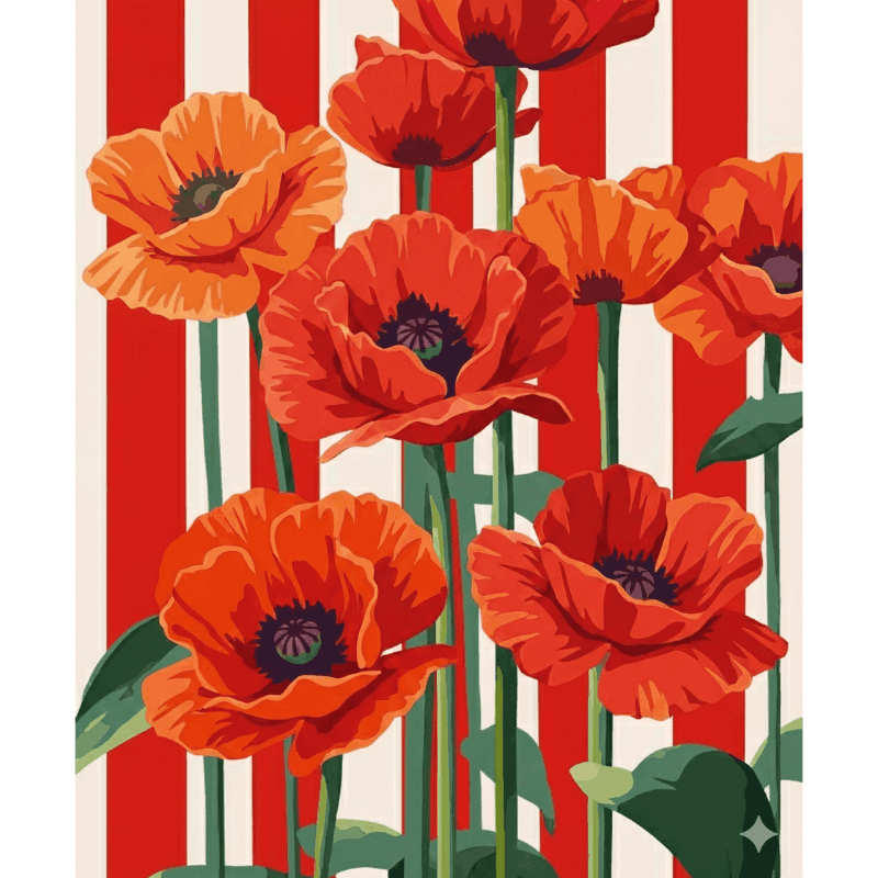 Red Poppies | Paint by Number- Paint by Numbers