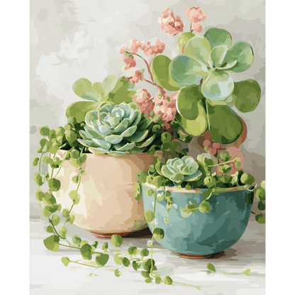 Spring Succulents | Paint by Number- Paint by Numbers