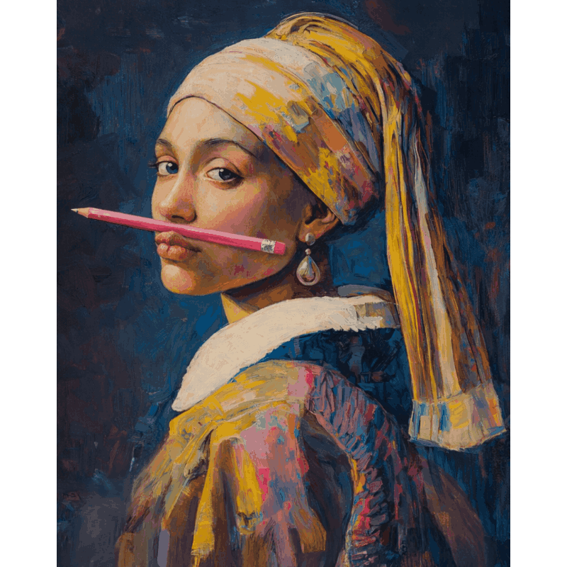 Girl with a Pencil | Paint by Number- Paint by Numbers