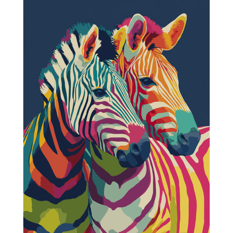 Zebras in Color | Paint by Number- Paint by Numbers