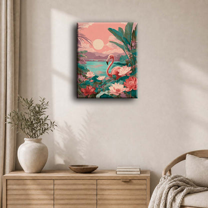Auringonlaskun flamingo | Numeromaalaus