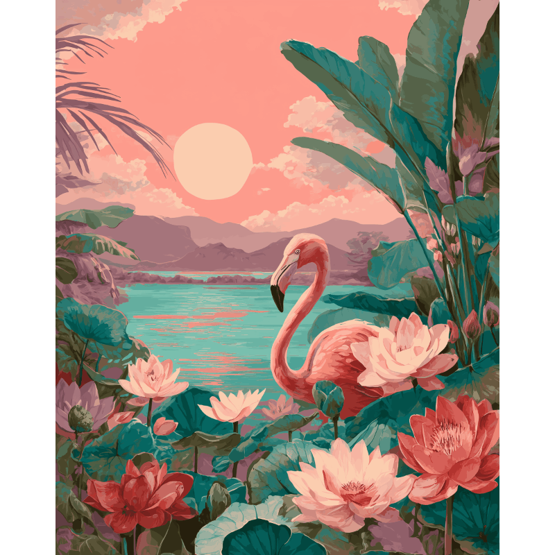 Sunset Flamingo | Paint by Number- Paint by Numbers