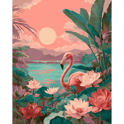 Sunset Flamingo | Paint by Number- Paint by Numbers