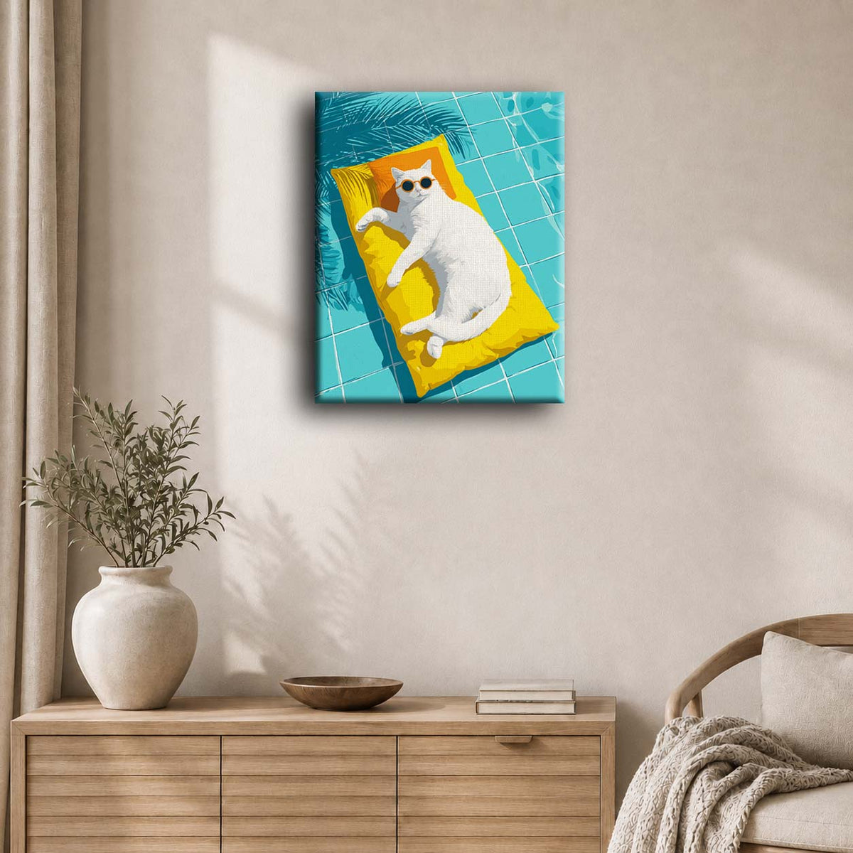 Katt ved bassenget | Maleri etter tall