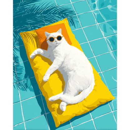 Cat by the Pool | Paint by Number- Paint by Numbers