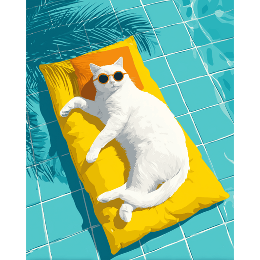 Cat by the Pool | Paint by Number- Paint by Numbers
