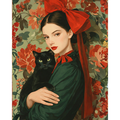 A red bow girl | Paint by Number- Paint by Numbers