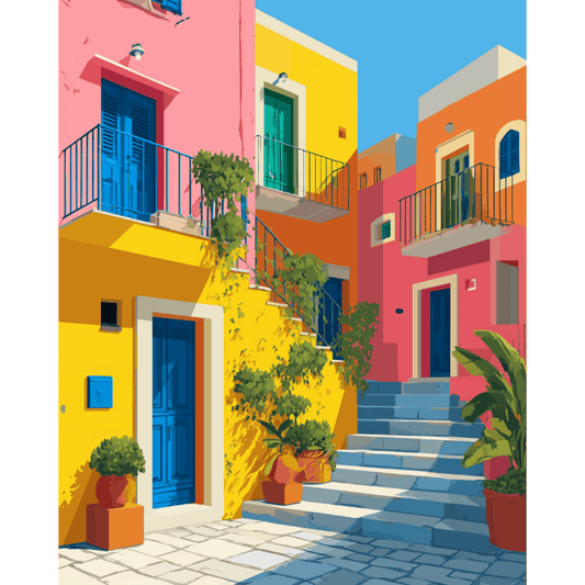 Cheerful architecture | Paint by Number- Paint by Numbers