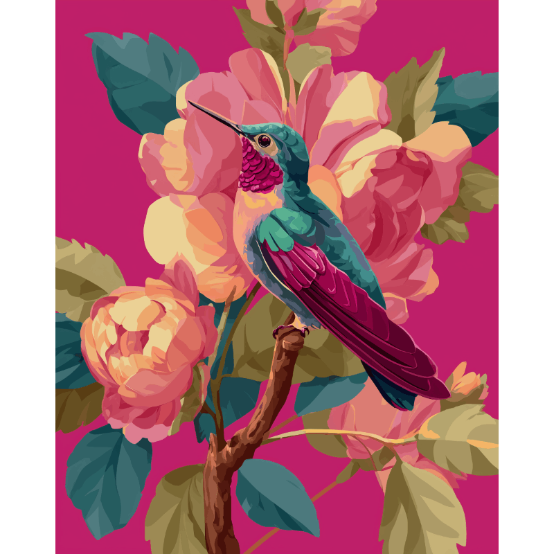 Vibrant Hummingbird | Paint by Number- Paint by Numbers