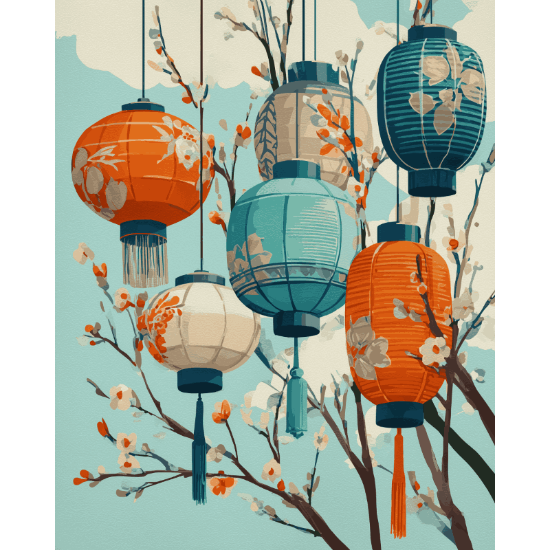 Spring lanterns | Paint by Number- Paint by Numbers