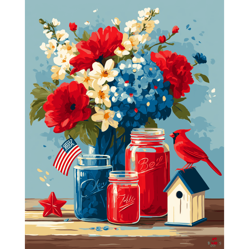 Patriotic Arrangement | Paint by Number- Paint by Numbers