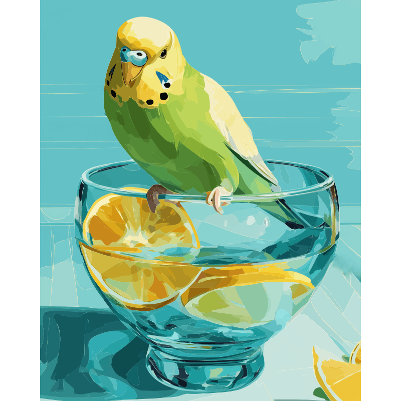 Parakeet and lemon pieces | Paint by Number- Paint by Numbers