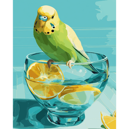 Parakeet and lemon pieces | Paint by Number- Paint by Numbers