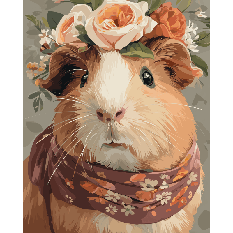Madam Guinea Pig | Paint by Number- Paint by Numbers