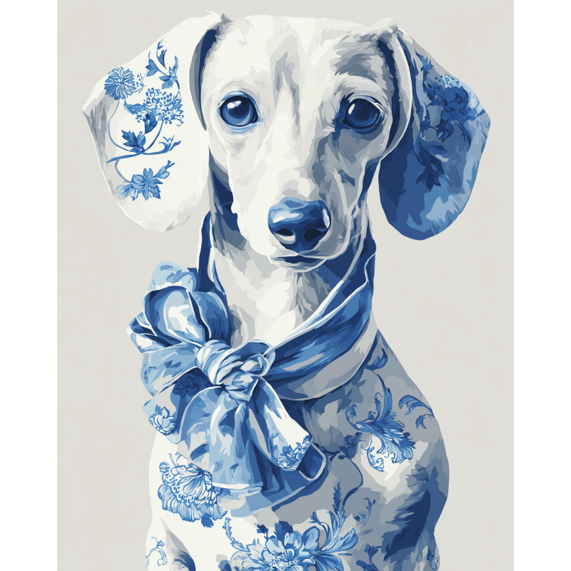 Delft Blue Dachshund | Paint by Number- Paint by Numbers