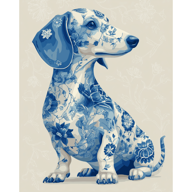 Porcelain Dachshund | Paint by Number- Paint by Numbers