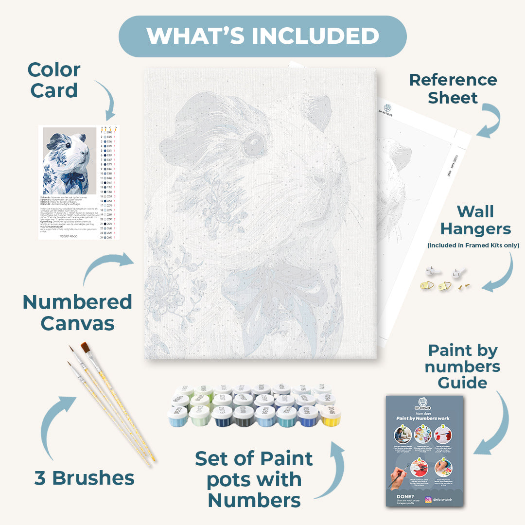 Delft blue Guinea pig | Paint by Number
