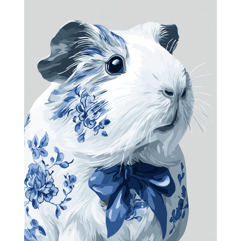 Delft blue Guinea pig | Paint by Number- Paint by Numbers