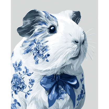 Delft blue Guinea pig | Paint by Number- Paint by Numbers