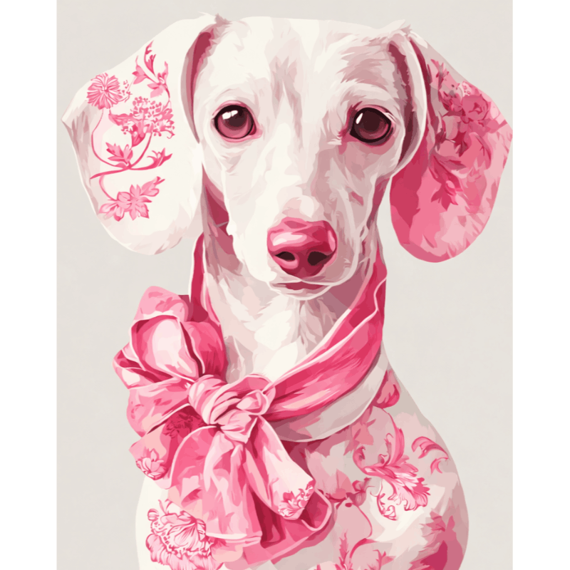 Delft Pink Dachshund | Paint by Number- Paint by Numbers