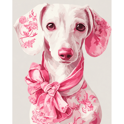 Delft Pink Dachshund | Paint by Number- Paint by Numbers