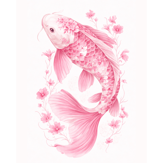 Pink Porcelain Koi | Paint by Number- Paint by Numbers